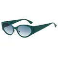 Y2K punk sunglasses featuring matte dark green frames and blue gradient lenses - Green Frame Green Lens