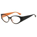 Y2K futuristic punk sunglasses in matte black and orange contrast cat eye frame - Black Outside Orange Inside Clear Lens