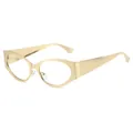 Futuristic Y2K gold metal cat-eye sunglasses frame with sleek wide temples for women - Gold Frame White Lens