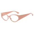 Futuristic pink Y2K cat-eye eyewear frame with wide temples and punk aesthetic - Pink Frame Clear Lens