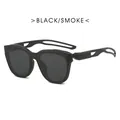 Retro sporty cycling sunglasses with matte black frames and smoke grey lenses - Sand Black / Grey Lens