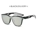 Vintage sporty cycling sunglasses with black star-patterned frame and silver mirrored lens - Black Splatter Frame Silver Mirror Lens