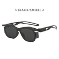Y2K punk wraparound sunglasses with matte black frames and smoke lenses for sports - Sand Black / Grey Lens