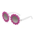 Pink daisy floral round sunglasses for children with transparent acrylic frame - Purple