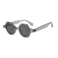 Gafas de sol geométricas con montura gris humo translúcido y lentes grises oscuros - Montura Gris Lente Gris