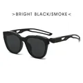 Vintage sports cycling sunglasses in bright black frame with smoke grey lenses - Black Frame Grey Lens
