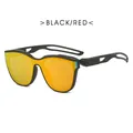 Retro sports cycling sunglasses with black matte frame and orange mirrored lenses - Black Frame Red Mirror