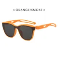 Retro sports cycling sunglasses with orange frame and smoke grey lenses for outdoors - Orange Frame Grey Lens