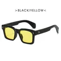 Retro square frame sunglasses in black finish with transparent yellow lenses - Black Frame Yellow Lens