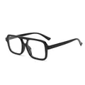 Retro double-bridge sunglasses with black square frames and UV protection lenses - Black Frame Clear Lenses