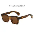 Occhiali da sole retrò con montatura quadrata leopardata e lenti color tè - Tartarugato Lente Tè
