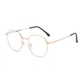Occhiali poligonali minimalisti in metallo oro rosa con terminali neri confortevoli - Rose Gold Frame Anti-Blue Light