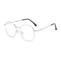 Minimalist silver polygonal metal glasses frame with clear lenses and slim temples - Silver Frame Anti-Blue Light