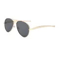 Occhiali da sole aviator classici con montatura in metallo dorato e lenti grigio scuro - Montatura Oro Lente Grigia