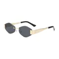 Lunettes de soleil géométriques sans monture, verres gris et monture en métal doré - Monture Dorée Verres Gris