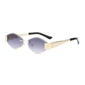 Lunettes de soleil sans monture géométriques avec verres dégradés violets et métal doré - Monture Dorée Double Gris