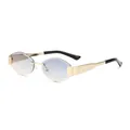 Rimless rimmed sunglasses with blue-purple gradient lenses and gold metal frame - Gold Frame Blue Brown Gradient