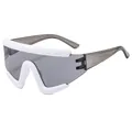 Oversized white frame windproof sports sunglasses with smoke gray lenses for outdoor cycling - White Frame Light Grey Lens