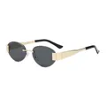 Frameless rimless sunglasses with gold metal temples and gray oval lenses for a retro look - Gold Frame Grey Lens