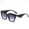 Fashion cat-eye sunglasses with thick black frames and purple gradient lenses for women - Black Frame Dual Grey