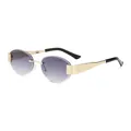 Frameless rimless sunglasses with purple gradient lenses and gold metal temples for unisex - Gold Frame Double Grey