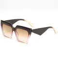Fashionable oversized gradient cat eye sunglasses with brown to pink lenses for women - Brown Pink Gradient Brown