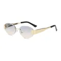 Chic rimless sunglasses with orange and blue gradient lenses and gold metal temples - Gold Frame Blue Yellow