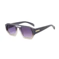 Klassische Pilotenbrille mit grauem Rahmen, violetten Verlaufsgläsern und Goldverzierung - Grautee Rahmen Grauverlauf Gläser