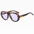 Detail of retro tortoiseshell frame sunglasses with gradient purple lenses at 45-degree angle - C8 Demi Purple Lens