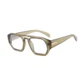 Modische transparente teebraune Sechskant-Pilotenbrille mit goldenen Metallelementen - Grüner Rahmen Transparente Linsen