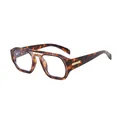 Flache Pilotenbrille mit Schildpatt-Muster und modischem Doppelbrücken-Rahmendesign - Schildpatt-Rahmen Transparente Linsen