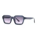 Retro Sonnenbrille mit quadratischem Rahmen in Dunkelgrau und lila Verlaufsgläsern für Damen - C7 Grauer Rahmen Rosa Verlaufsgläser