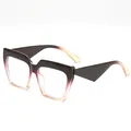 Fashionable cat-eye sunglasses with brown and pink gradient frames and wide temples - Brown Pink Clear Lens