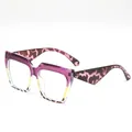 Cat eye sunglasses in purple yellow gradient and tortoise pattern frames for women - Purple Yellow Clear Lens