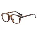Retro tortoiseshell square frame glasses with metal rivets and transparent lenses - Demi Frame Anti-blue Light