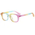 Fashionable square rainbow gradient full-frame sunglasses with lightweight plastic frame - Rainbow Anti Blue Light