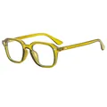 Fashionable square ginger yellow translucent frame sunglasses with metal rivet accents - Transparent Green Anti Blue Light