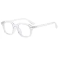 Fashionable square transparent sunglasses with metal rice nail accents and UV protection - Clear Anti-Blue Light