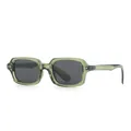 Retro transparent green rectangular sunglasses with rivet decor and gray tinted lenses - C8 Green Frame Black Gray Lens