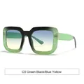 Square gradient green marble sunglasses with blue-yellow lenses in model C5 - Green Black Frame Blue Yellow Lens