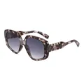 Quadratische Sonnenbrille mit Schildpattmuster, lila Verlaufsgläsern und Golddekor - Grauer Schildpatt-Rahmen Doppelte Graue Gläser