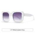 Square oversized sunglasses with C7 white frame and gradient grey lenses for women - White Frame Gradient Grey