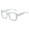 Chic square white frame sunglasses with diamond-cut edges and gold metal accents - White Clear Lens