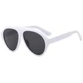 Occhiali da sole aviator bianchi oversize con lenti grigio scuro e montatura spessa - Montatura Bianca Lenti Grigie