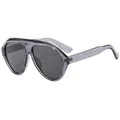 Oversized grey transparent aviator sunglasses with gradient lenses for women - Translucent Grey Frame Grey Lens