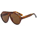 Oversized tortoise shell aviator sunglasses with brown tinted lenses for women - Tortoise Frame Tea Lens