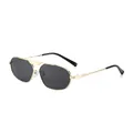 Gafas de sol poligonales de metal dorado con lentes polarizadas oscuras y puente doble - Montura Dorada Lente Gris