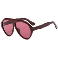 Oversized aviator sunglasses with deep wine red frames and translucent pink lenses - Wine Red Frame/Red Lens