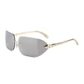 Lunettes de soleil sans monture rétro avec verres gris foncé et branches serpent dorées - Monture Dorée Verres Miroir Blanc