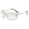 Lunettes de soleil Y2K en métal argenté avec verres carrés et branches géométriques - Monture Argent Verres Miroir Blanc